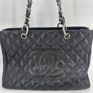 Chanel Black Caviar Quilted Leather Grand Tote Bag